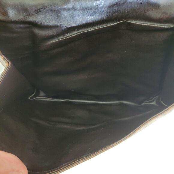 Mario Valentino V Bag Clutch Envelope Vintage Handbag Zip Designe Italian Brown - Picture 4 of 11
